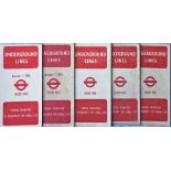 Selection of WW2-vintage London Underground diagrammatic card POCKET MAPS by H C Beck comprising