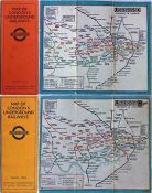 Pair of 1920s 'Stingemore' London Underground linen-card POCKET MAPS comprising the first edition