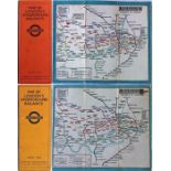 Pair of 1920s 'Stingemore' London Underground linen-card POCKET MAPS comprising the first edition