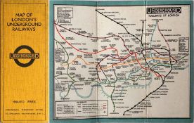 c1928/9 London Underground linen-card POCKET MAP from the Stingemore-designed series of 1925-32.