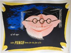 c1949 POSTER issued by Punch magazine entitled 'Sages of all Ages... take Punch home for the fun