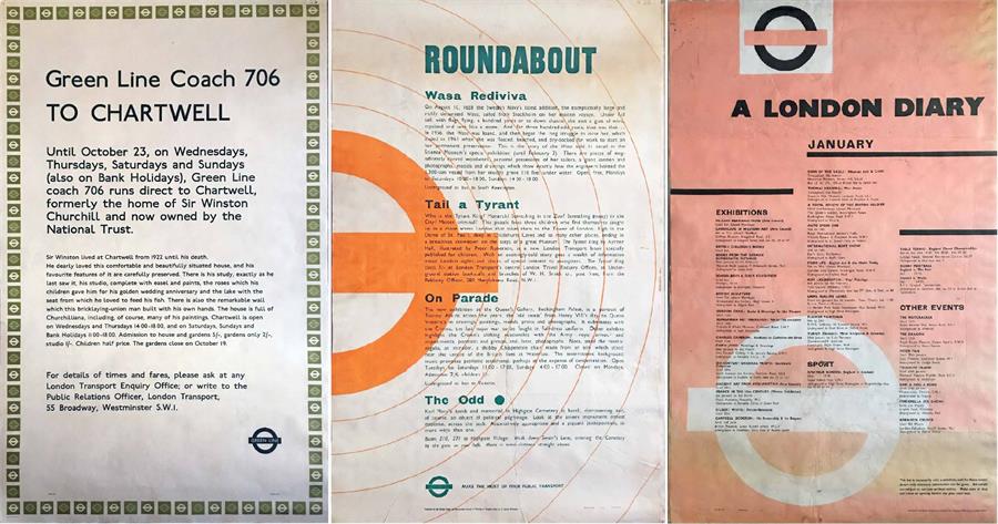 Selection of 1960s London Transport double-royal POSTERS comprising 1969 'Green Line 706 to