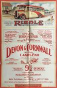 1936 Ribble Motor Services double-crown POSTER for 7-day coach tours from Liverpool 'through nine