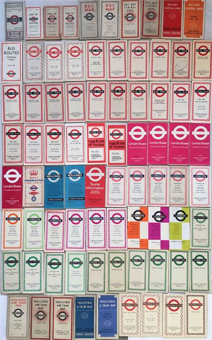 Quantity of London Transport POCKET MAPS 1920s-1970s comprising examples for Central Buses,