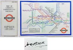 1933 autographed 1st-edition of the London Underground POCKET MAP designed by H C Beck with the