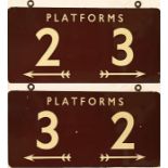 British Railways (Western Region) enamel PLATFORM SIGN 'Platforms 2 and 3' with arrows. A fully-