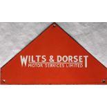 1950s/60s Wilts & Dorset Motor Services Ltd timetable panel enamel HEADER PLATE. Measures 12.5" x 7"