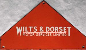 1950s/60s Wilts & Dorset Motor Services Ltd timetable panel enamel HEADER PLATE. Measures 12.5" x 7"