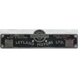 London Transport RTW-bus BODYBUILDER'S PLATE for Leyland Motors Ltd from one of the 500 RTW-type