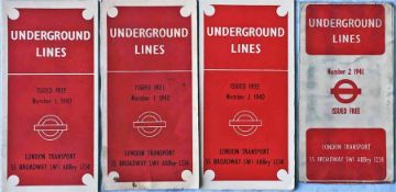 Selection of WW2-vintage London Underground diagrammatic card POCKET MAPS comprising issues No 1,