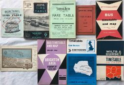 Selection of bus TIMETABLE BOOKLETS comprising Hastings Tramways 1949, Maidstone & District (Sussex)