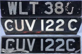 Selection of London Transport Routemaster front REGISTRATION PLATES comprising WLT 380 (ex RM 380)