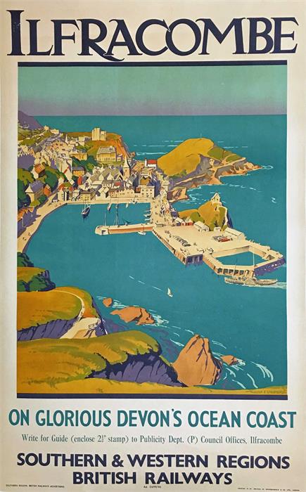 1948 Southern Railway (British Railways) double-royal POSTER 'Ilfracombe' by Walter E Spradbery ( - Image 2 of 2