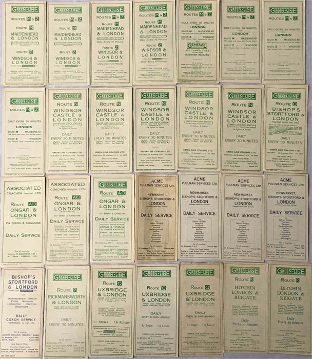 Quantity of 1930s Green Line Coaches Ltd (incl several for Acme) TIMETABLE LEAFLETS dated 1931-33