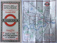 1928 London Underground MAP of the Electric Railways of London "What to see and how to travel".