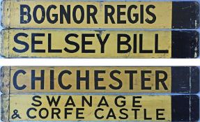 Pair of Southdown Motor Services DESTINATION BOARDS as fitted to the front of coaches in the 1950s/