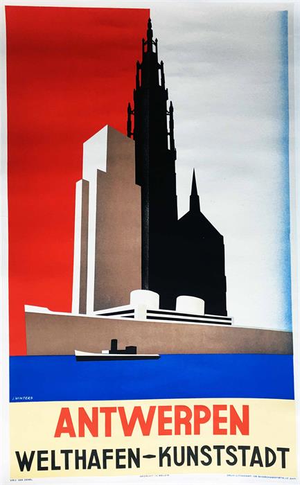 c1935 TRAVEL POSTER 'Antwerpen, Welthafen - Kunststadt' (Antwerp, World Port and City of Art) by