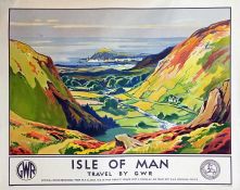 1930s quad-royal POSTER 'Isle of Man - Travel by GWR' (Great Western Railway). Based on an oil