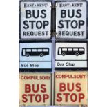 A 1950s cast-alloy East Kent BUS STOP FLAG 'Request' plus two other BUS STOP FLAGS, operators