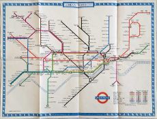 1962 London Underground POSTER MAP designed by Harold F Hutchinson in the short-lived style that did