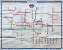 1954 London Underground quad-royal POSTER MAP designed by H C Beck. Shows the network in its settled