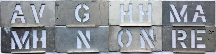 Selection of London Transport bus garage ALLOCATION STENCIL PLATES for AV Hounslow), G (Forest