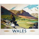 c1955 British Railways (Western Region) quad-royal POSTER 'Wales - Travel by Train' by Frank Sherwin