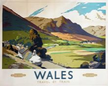 c1955 British Railways (Western Region) quad-royal POSTER 'Wales - Travel by Train' by Frank Sherwin