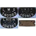 Selection of cast-iron railway WAGON PLATES comprising LMS 740563, LNER 1937 Darlington 203843, LNER