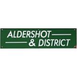 1960s/early 1970s Aldershot & District timetable board enamel HEADER PLATE. Uses the later style