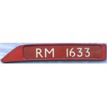 London Transport Routemaster BONNET FLEETNUMBER PLATE ex RM 1633. The original RM 1633 entered