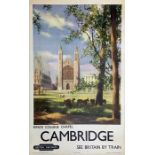 1950s double-royal British Railways POSTER 'King's College Chapel, Cambridge' by Shepherd from BR'