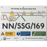 London Underground small ENAMEL SIGN with track diagram Old Street to Euston (City) NB believed to