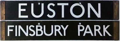 London Underground 1938-Tube Stock enamel CAB DESTINATION PLATE for Euston / Finsbury Park on the