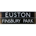 London Underground 1938-Tube Stock enamel CAB DESTINATION PLATE for Euston / Finsbury Park on the