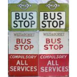 Pair of 1960s aluminium BUS STOP FLAGS, the first for Halifax Passenger Transport and the second for