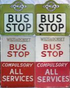 Pair of 1960s aluminium BUS STOP FLAGS, the first for Halifax Passenger Transport and the second for