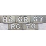 Selection of London Transport Country Area bus garage ALLOCATION STENCIL PLATES for HA (Harlow),