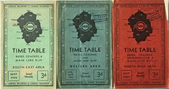 Selection of London Transport 1930s TIMETABLE BOOKLETS of Buses, Coaches & Main Line Rlys comprising