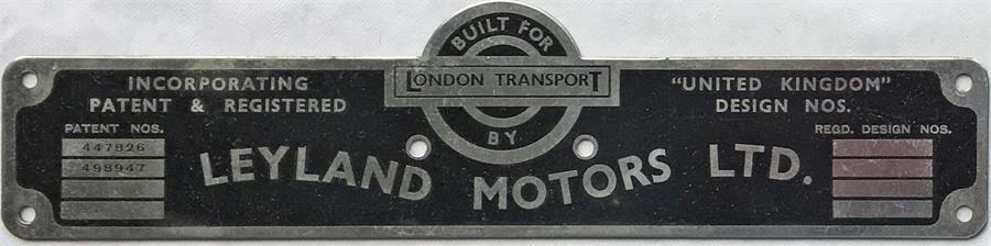 London Transport RTW-bus BODYBUILDER'S PLATE for Leyland Motors Ltd from one of the 500 RTW-type - Image 2 of 2