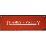 c1940s/50s Thames Valley timetable panel enamel HEADER PLATE. Measures 9" x 3" (23cm x 8cm) and is