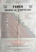 1920s London bus FARECHART ('Fares') POSTER for route 529 between Winchmore Hill and Hampton