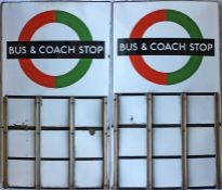 London Transport enamel BUS & COACH STOP FLAG (compulsory). A 1950s/60s 'bullseye'-style, E9-size,