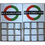 London Transport enamel BUS & COACH STOP FLAG (compulsory). A 1950s/60s 'bullseye'-style, E9-size,