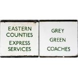 Pair of London Transport coach stop enamel E-PLATES for Eastern Counties Express Services and Grey