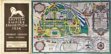 1924 British Empire Exhibition at Wembley official fold-out PLAN & MAP designed by Kennedy North