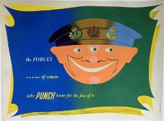 c1949 POSTER issued by Punch magazine entitled 'the Forces of course... take Punch home for the