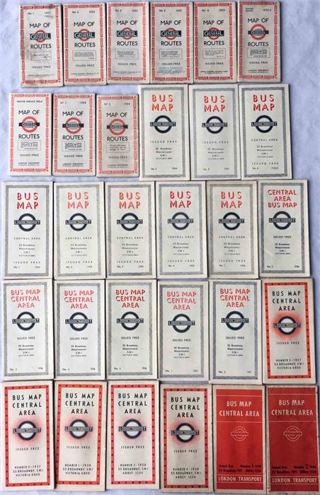 Quantity (30) of LGOC/London Transport Bus POCKET MAPS dated from 1933-1939. All different. - Image 2 of 2