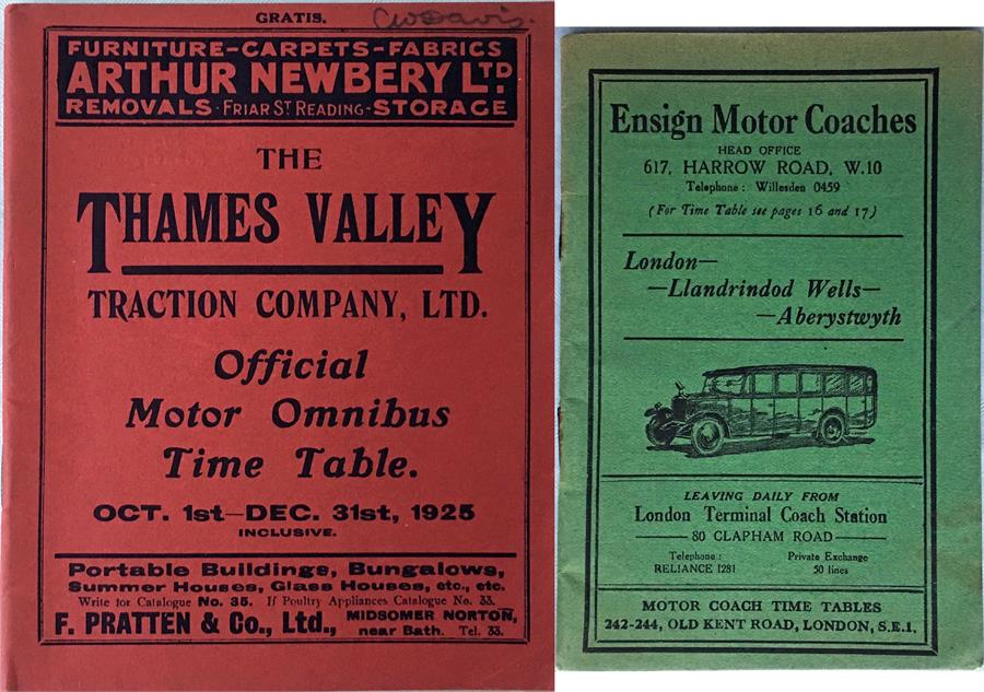 1925 Thames Valley Traction Co Ltd TIMETABLE BOOKLET 'Official Motor Omnibus Time Table, Oct 1st -