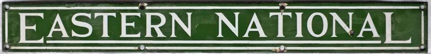 c1930s/40s Eastern National timetable panel enamel HEADER PLATE. Measures 21" x 2.5" (53cm x 6cm)